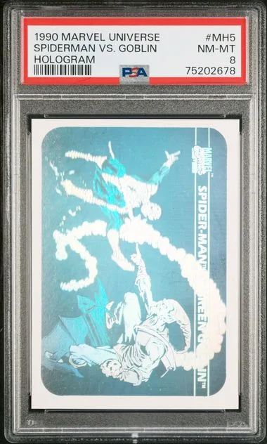 1990 Impel Marvel Universe Hologram Spider-Man vs. Green Goblin #MH5 card image