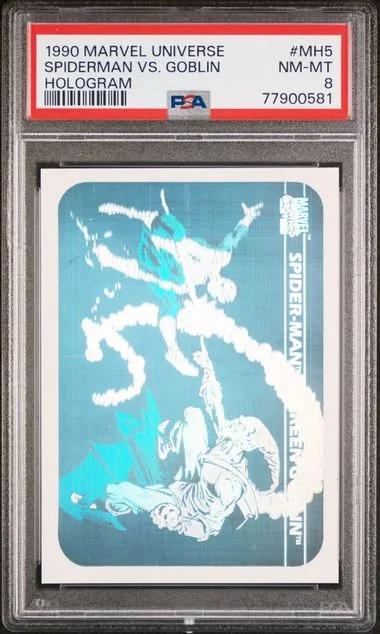 1990 Marvel Universe Hologram Spider-Man vs. Green Goblin #Mh5 card image