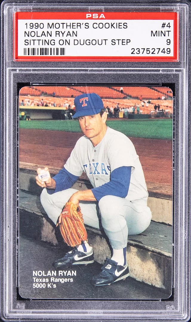 1990 Mother's Cookies Sitting on Dugout Step Nolan Ryan #4 card image