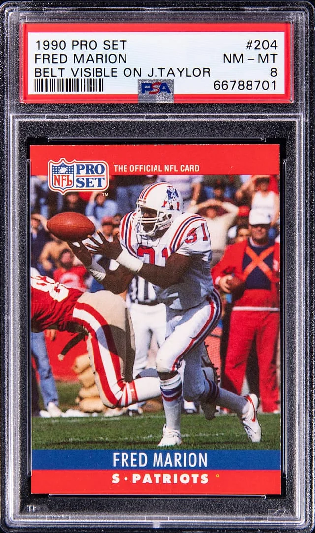 1990 NFL Pro Set Belt Visible On J. Taylor Fred Marion #204 card image