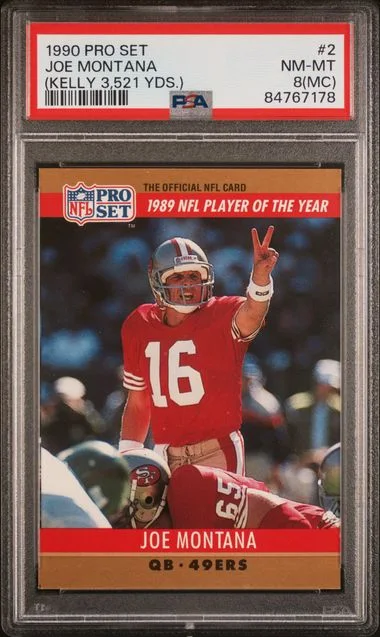 1990 Pro Set (Kelly 3,521 Yds.) Joe Montana #2 card image