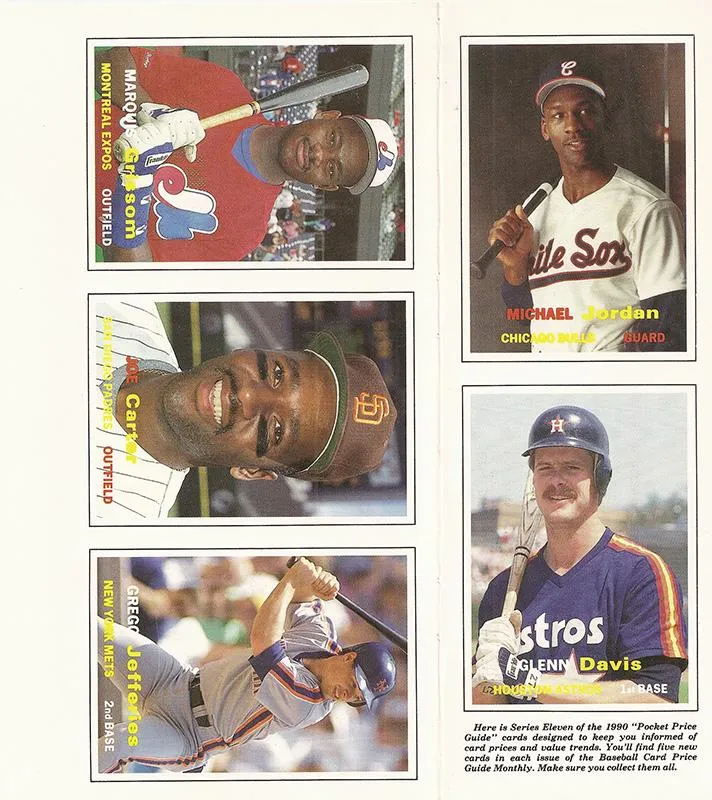 1990 Sports Collectors Digest Baseball Card Price Guide Monthly Michael Jordan Panels #51-55 card image