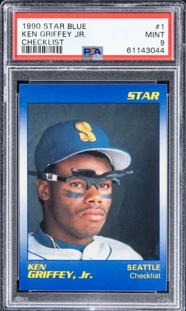 1990 Star Ken Griffey Jr. Blue Checklist Ken Griffey Jr. #1 card image