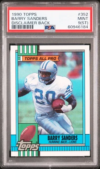 1990 Topps Barry Sanders Disclaimer Back #352 card image
