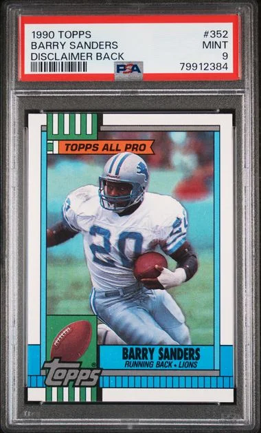 1990 Topps Barry Sanders, Disclaimer Back #352 card image