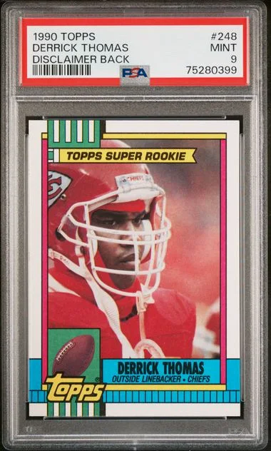 1990 Topps Derrick Thomas, Disclaimer Back #248 card image