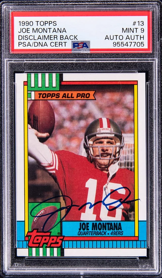1990 Topps, Disclaimer Back Joe Montana #13 card image