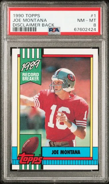 1990 Topps Joe Montana Disclaimer Back #1 card image