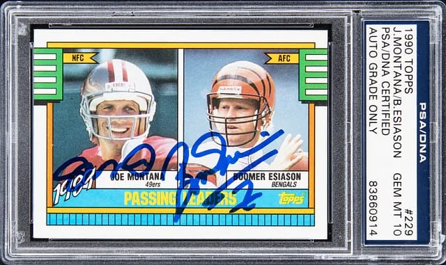 1990 Topps Joe Montana/Boomer Esiason #229 card image