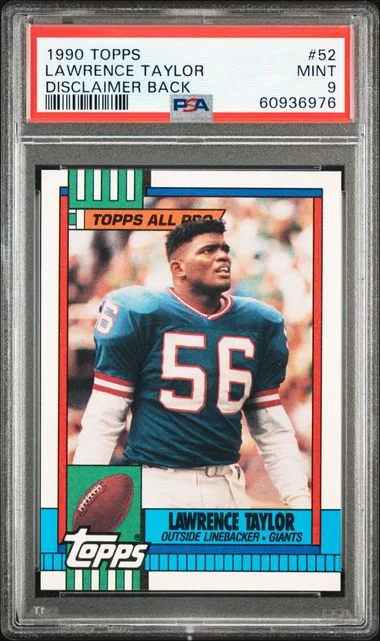 1990 Topps Lawrence Taylor, Disclaimer Back #52 card image