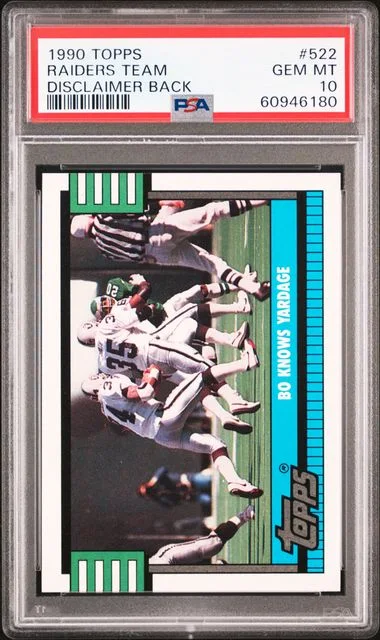 1990 Topps Raiders Team Disclaimer Back #522 card image