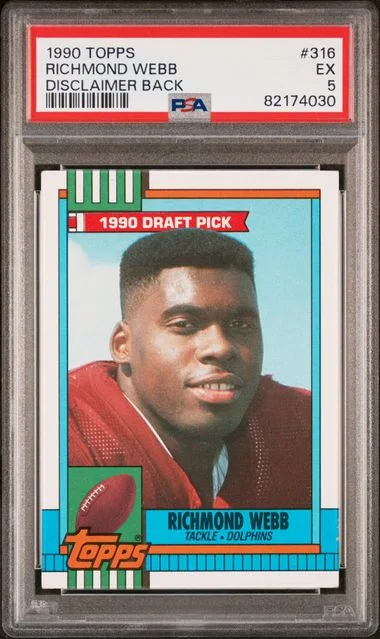 1990 Topps Richmond Webb Disclaimer Back #316 card image