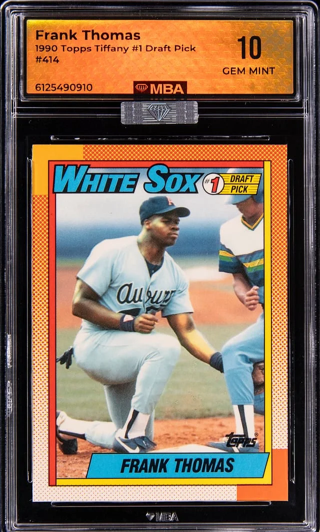 1990 Topps Tiffany Frank Thomas, #1 Draft Pick - MBA GEM MINT 10 - MBA Silver Diamond Certified #414 card image