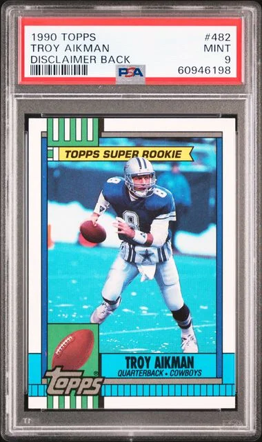 1990 Topps Troy Aikman Disclaimer Back #482 card image