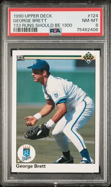 1990 Upper Deck George Brett, 133 Runs, Should Be 1300 Error #124 card image