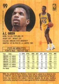 1991-92 Fleer A.C. Green #99 card back image