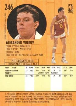 1991-92 Fleer Alexander Volkov #246 card back image