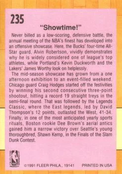 1991-92 Fleer Alvin Robertson / James Worthy #235 card back image