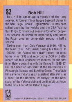 1991-92 Fleer Bob Hill CO #82 card back image
