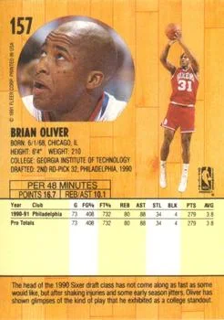 1991-92 Fleer Brian Oliver #157 card back image