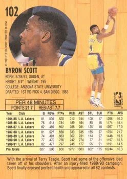 1991-92 Fleer Byron Scott #102 card back image