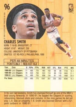 1991-92 Fleer Charles Smith #96 card back image