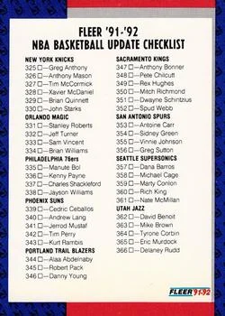 1991-92 Fleer Checklist: 325-400 #400 card image