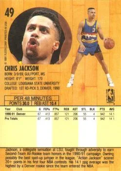 1991-92 Fleer Chris Jackson #49 card back image