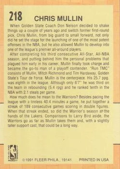 1991-92 Fleer Chris Mullin #218a card back image