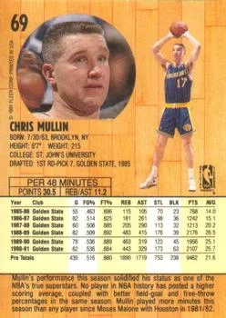 1991-92 Fleer Chris Mullin #69 card back image