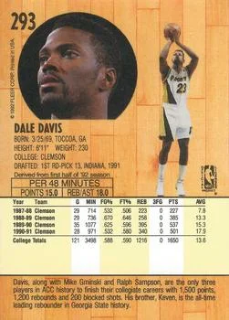 1991-92 Fleer Dale Davis #293 card back image