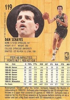 1991-92 Fleer Dan Schayes #119 card back image