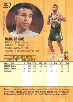 1991-92 Fleer Dana Barros #357 card back image