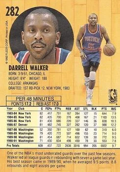 1991-92 Fleer Darrell Walker #282 card back image
