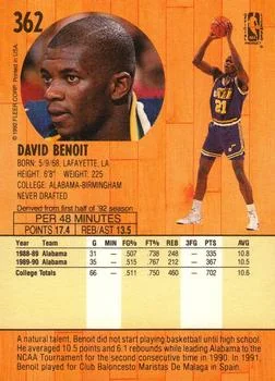 1991-92 Fleer David Benoit #362 card back image