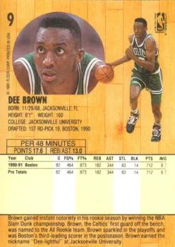 1991-92 Fleer Dee Brown #9 card back image