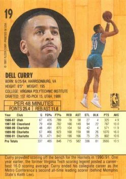 1991-92 Fleer Dell Curry #19 card back image