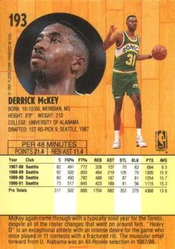 1991-92 Fleer Derrick McKey #193 card back image