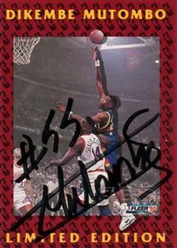 1991-92 Fleer Dikembe Mutombo AU Dikembe Mutombo Limited Edition Autographs #1 card image