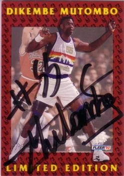 1991-92 Fleer Dikembe Mutombo AU [Dikembe Mutombo Limited Edition Autographs] Dikembe Mutombo Limited Edition Autographs #10 card image