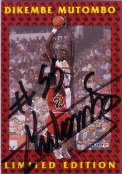 1991-92 Fleer Dikembe Mutombo AU [Dikembe Mutombo Limited Edition Autographs] Dikembe Mutombo Limited Edition Autographs #11 card image