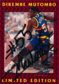 1991-92 Fleer Dikembe Mutombo AU Dikembe Mutombo Limited Edition Autographs #12 card image