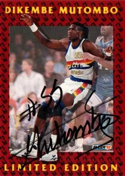 1991-92 Fleer Dikembe Mutombo AU Dikembe Mutombo Limited Edition Autographs #3 card image