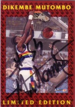1991-92 Fleer Dikembe Mutombo AU Dikembe Mutombo Limited Edition Autographs #4 card image