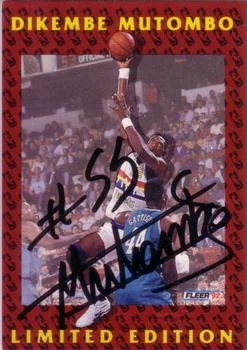 1991-92 Fleer Dikembe Mutombo AU [Dikembe Mutombo Limited Edition Autographs] Dikembe Mutombo Limited Edition Autographs #7 card image