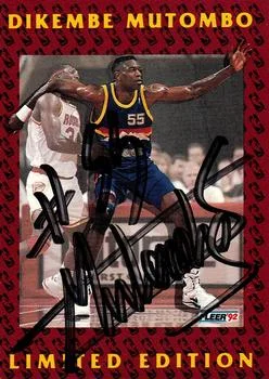 1991-92 Fleer Dikembe Mutombo AU [Dikembe Mutombo Limited Edition Autographs] Dikembe Mutombo Limited Edition Autographs #8 card image