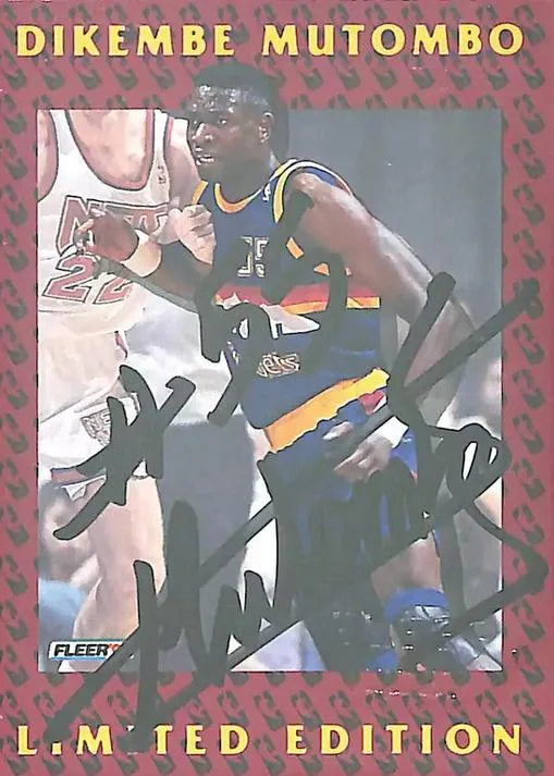 1991-92 Fleer Dikembe Mutombo AU [Dikembe Mutombo Limited Edition Autographs] Dikembe Mutombo Limited Edition Autographs #9 card image