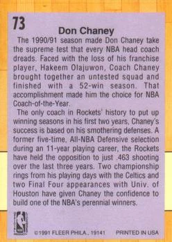 1991-92 Fleer Don Chaney CO #73 card back image