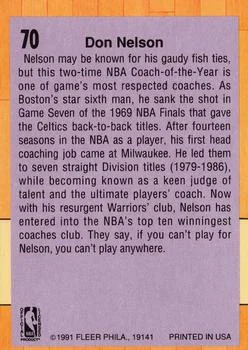 1991-92 Fleer Don Nelson CO #70 card back image