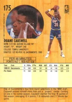 1991-92 Fleer Duane Causwell #175 card back image